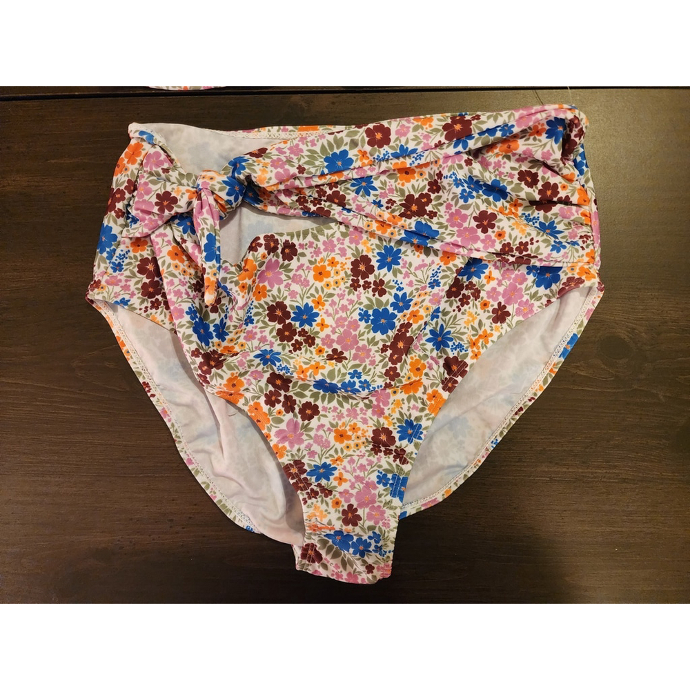 Tahari 2 piece Set Swimsuit Bathing Suit Tankini LARGE Red Orange Pink Floral - Picture 7 of 16